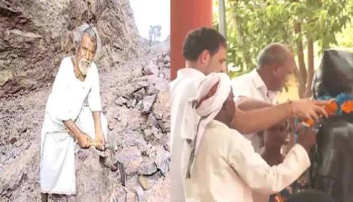Symbolic disrespect or scripted contempt? Rahul Gandhi looks away while garlanding Mountain man Dashrath Manjhi’s statue—when optics replaced homage