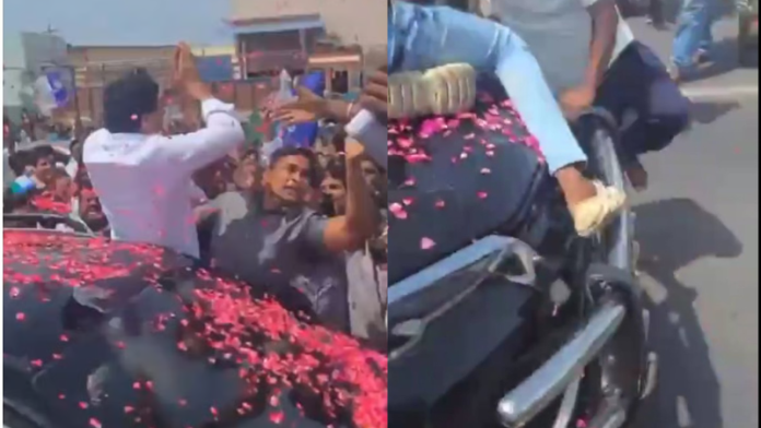 पूर्व मुख्यमंत्री जगन मोहन रेड्डी पर फूल बरसा रहा कार्यकर्ता उन्हीं की गाड़ी के नीचे आया, गले पर चढ़ निकली कार: नेताजी को कोई खबर नहीं, मौत के बाद वीडियो वायरल