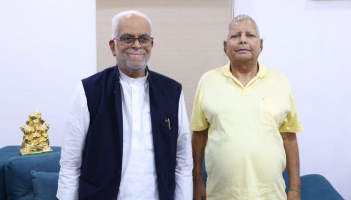INDI Alliance VP candidate Sudarshan Reddy meets convicted criminal Lalu Prasad Yadav, retired judges question his dubious engagement