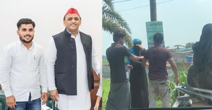 SP leader Parmanand Azamgarhi makes false and baseless allegations against Hindus using video from Bangladesh showing man hitting a burqa-clad woman